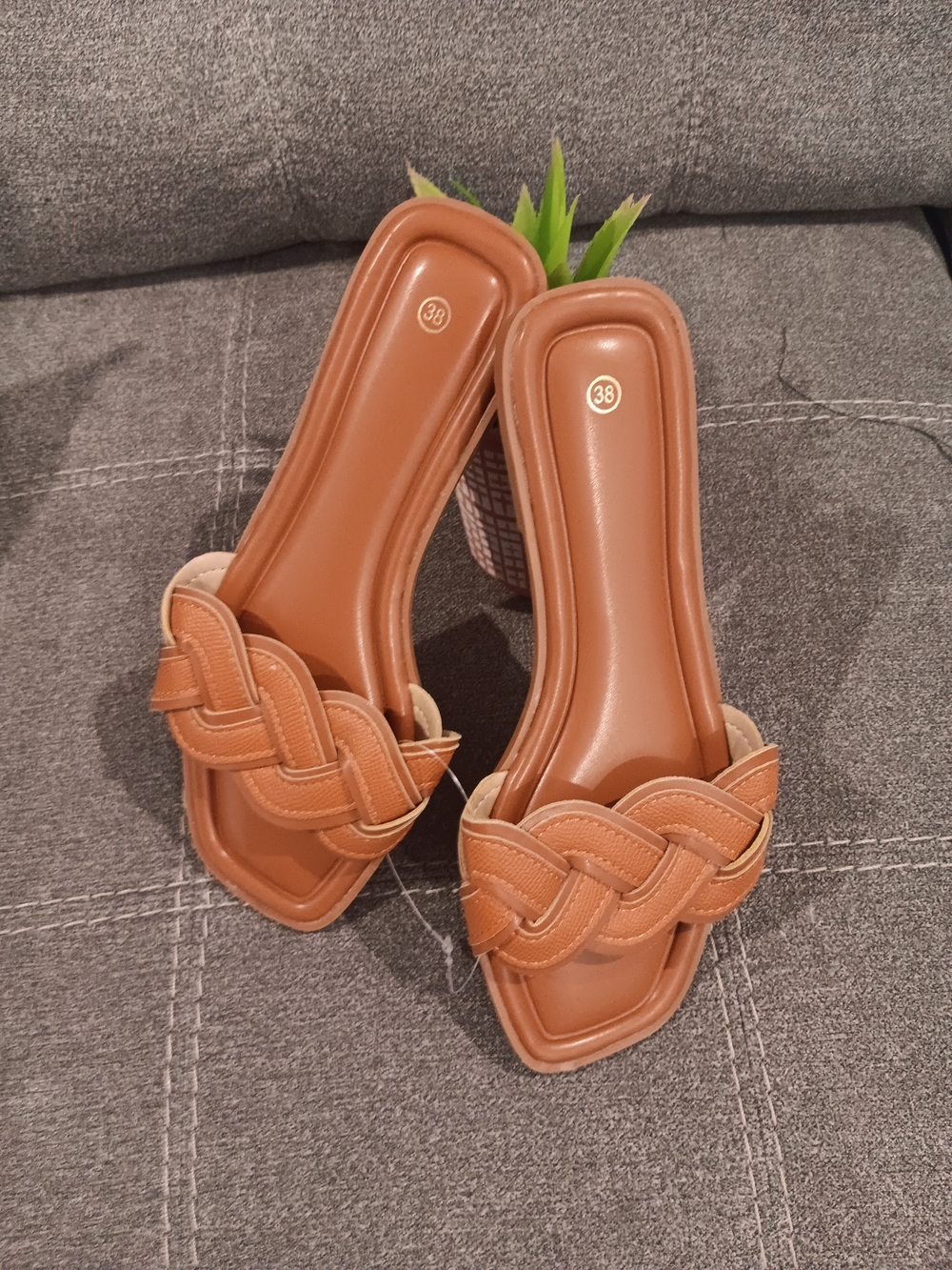 & Other Stories Braided Slide Mules in Cognac Brown